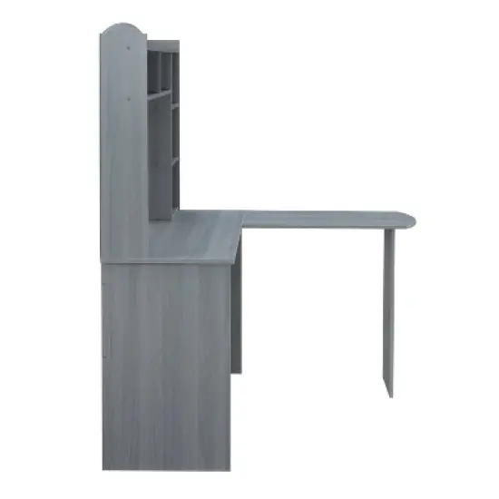 Modern L Shaped Desk with Hutch Gray - Techni Mobili image {4}
