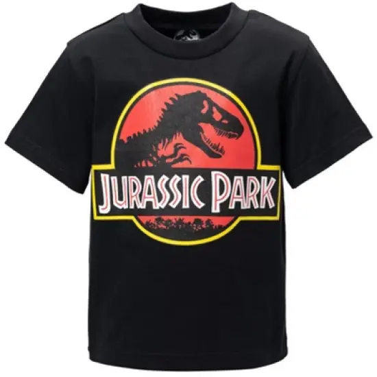 Jurassic Park Athletic Graphic T-Shirt Mesh Shorts Outfit Set Logo Black / Red  image {1}