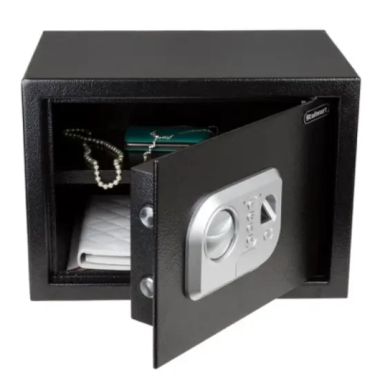 Fleming Supply Fingerprint Entry Electronic Safe - 13.8" x 9.8" x 9.8", Black image {4}