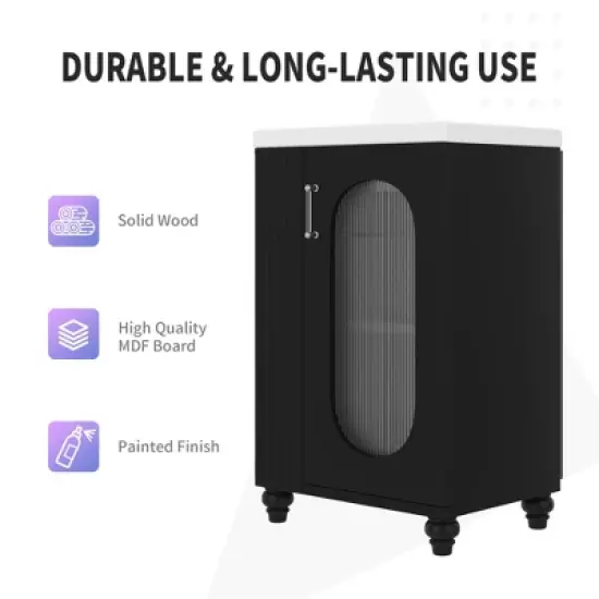 20" Bathroom Vanity with Sink, Bathroom Vanity Cabinet with Two-tier Shelf, Adjustable Shelf image {5}