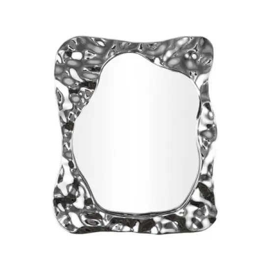 Unique Bargains Water Wave Pattern Square Cosmetic Mirror Silver Tone 1 Pc image {3}