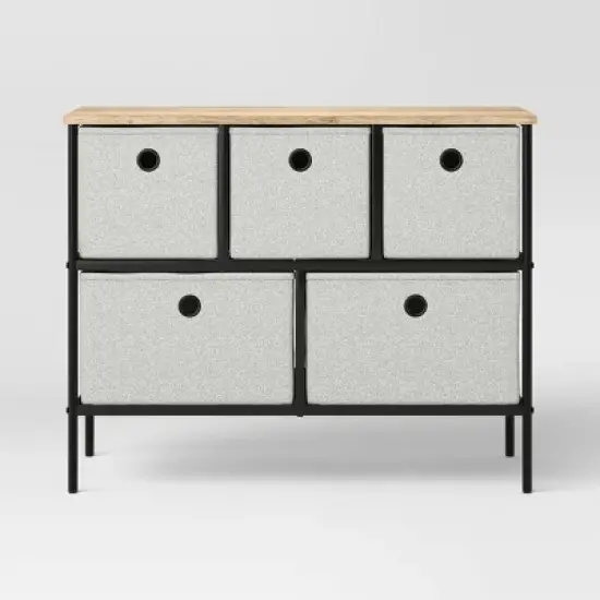 36" Wide Fabric Bin 5 Dresser Black Frame - Room Essentials&trade; image {2}