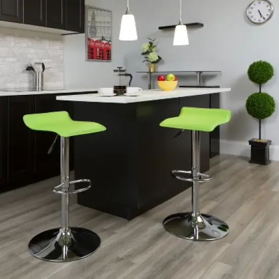 Flash Furniture Contemporary Vinyl Adjustable Height Barstool with Solid Wave Seat and Chrome Base image {12}