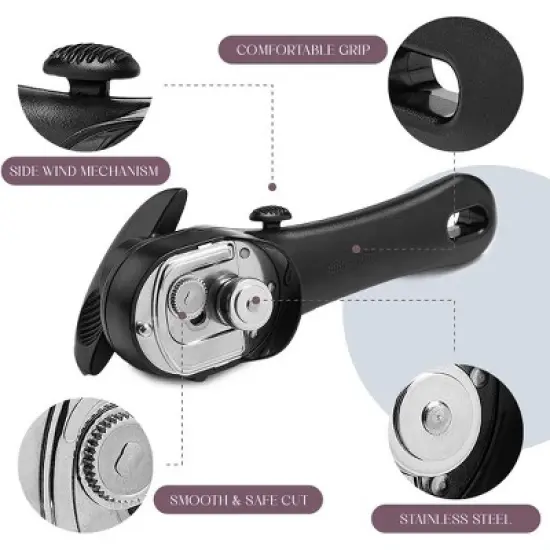 Manual Can Opener, Stainless Steel for Seniors with Ergonomic Grip & Smooth Edge image {1}