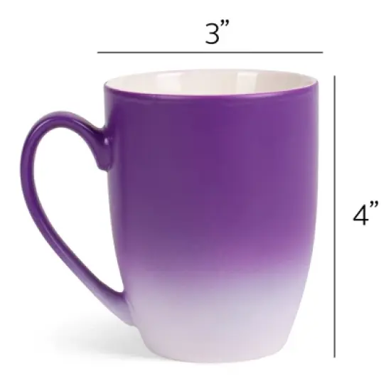 Elanze Designs Squeeze The Day Two Toned Ombre Matte 10 ounce New Bone China Coffee Tea Cup Mug, Purple and White image {3}