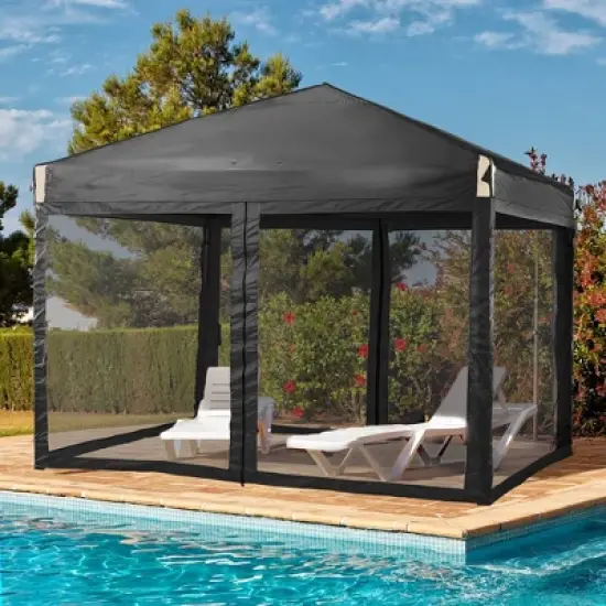 Aoodor 10' x 10' Pop Up Canopy Tent with Removable Mesh Sidewalls, Portable Instant Shade Canopy with Roller Bag image {2}