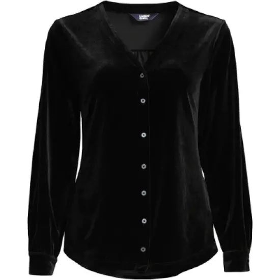 Lands' End Women's Long Sleeve Velvet Button Front Top image {1}