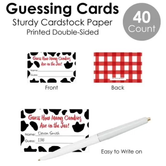 Big Dot of Happiness Farm Animals - How Many Candies Barnyard Baby Shower or Birthday Party Game - 1 Stand and 40 Cards - Candy Guessing Game image {4}
