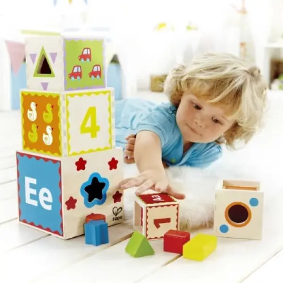 HAPE Pyramid of Play Toddler Wooden Nesting Blocks image {1}