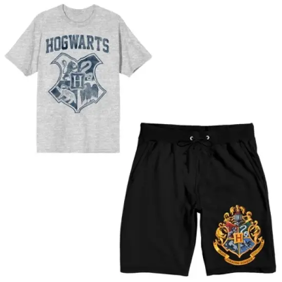 Harry Potter Hogwarts Crest Men's Short Sleeve Shirt & Sleep Shorts Set image {5}