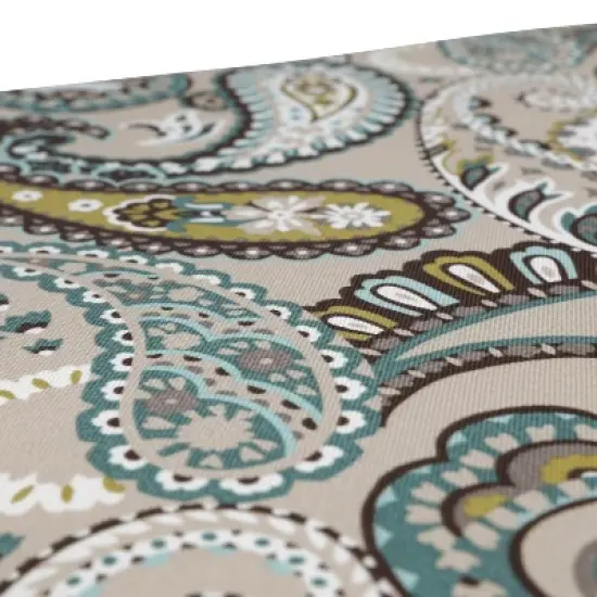 2pc Outdoor Wicker Seat Cushions Tamara Paisley Blue/Brown - Pillow Perfect image {1}