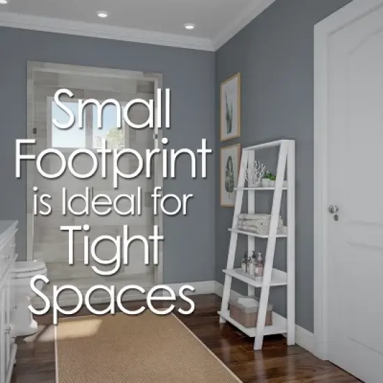 Hastings Home 4-Tier Ladder Bookshelf Freestanding Wooden Bookcase, White image {3}