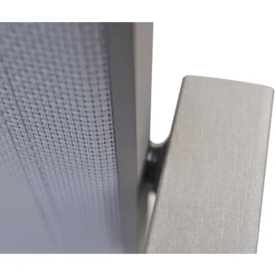 Outdoor Patio Dining Chair in Gray Powder Coated Finish with Gray Sling Textilene and Gray Wood Accent Arms - Set of 2 image {2}