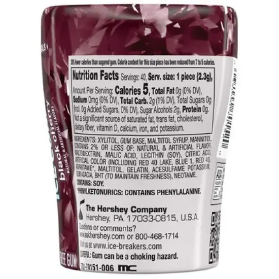 ICE BREAKERS Sugar Free Chewing Gum Black Cherry, 40.0 ea image {1}