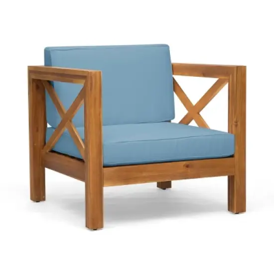 Modern Patio Arm Chair,High-quality Patio Chair With Cross-back Acacia Wood Frame,Patio Chairs With Traditional Slatted Seating-Maison Boucle image {2}