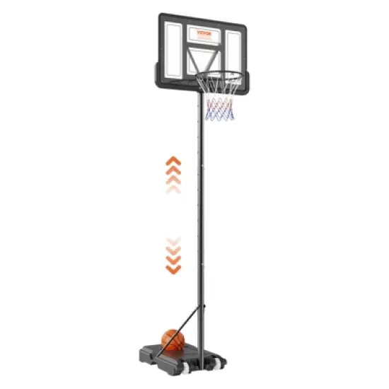 VEVOR Basketball Hoop, 4-10 ft Adjustable Height Portable Backboard System, 44 inch Basketball Hoop & Goal, Kids & Adults Basketball Set with Wheels image {9}