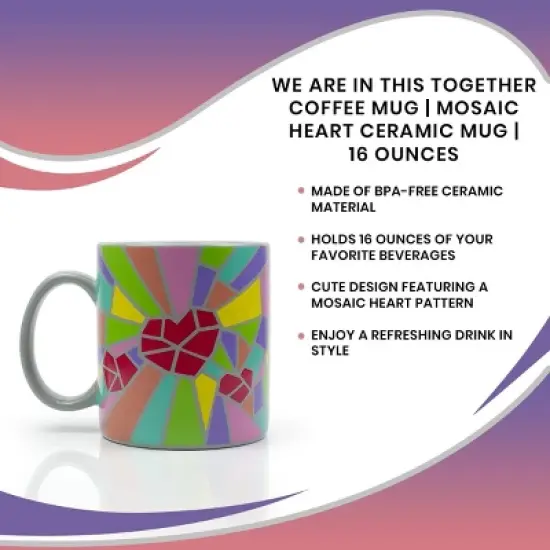 Toynk 2020 Sidewalk Chalk Inspired Mosaic Heart Ceramic Coffee Mug | Holds 16 Ounces image {6}