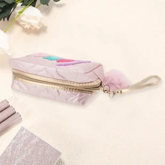 Unique Bargains Women's Portable Embroidered Love Makeup Bag 1 Pc image {2}