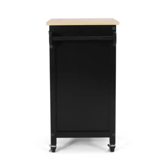 Maynard Contemporary Glass Paneled Kitchen Cart Natural/Black - Christopher Knight Home image {5}