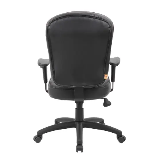 Leather Task Chair with Adjustable Arms Black - Boss Office Products image {4}