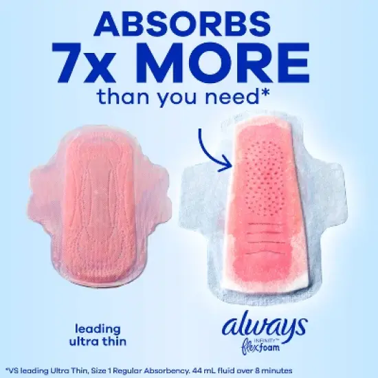 Always Infinity FlexFoam Pads for Women - Size 2 - Super Absorbency - Unscented image {4}