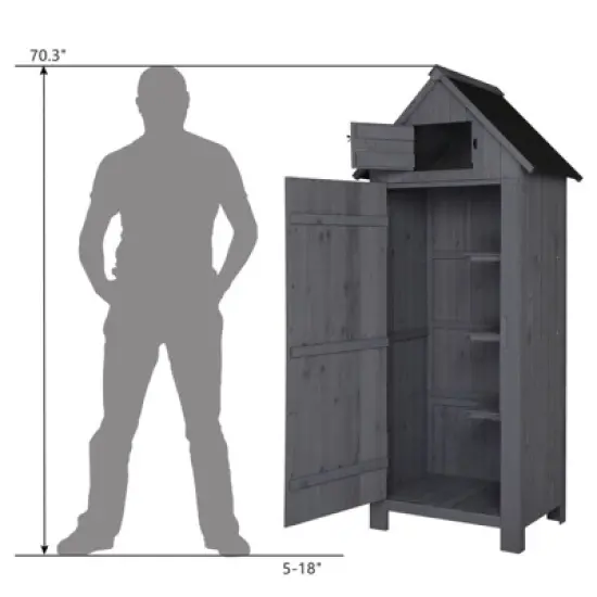 Karl Home 70'' H Gray Solid Wood Outdoor Storage Shed image {1}
