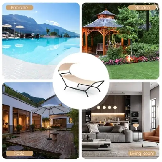 Tangkula Chaise Lounge Bed w/ Detachable Sunshade Canopy Hammock w/ Rustproof Metal Stand image {8}