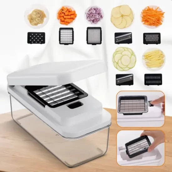 Cheer Collection 7-Blade Vegetable Slicer & Chopper with Container and Lid image {6}