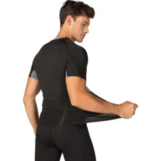 Anna-Kaci Active Men's Fitted Short Sleeve Athletic Shirt with Crew Neck and Color Block Side Panels image {5}