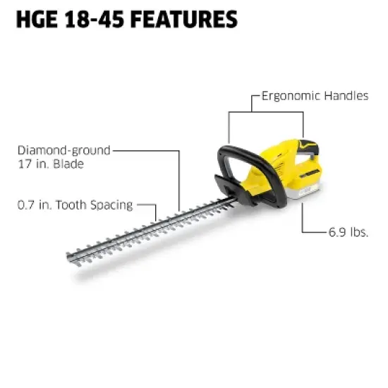 Karcher HGE 18-45 Battery Cordless Hedge Trimmer Tool Only image {2}