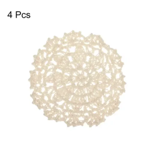 Unique Bargains Cotton Woven Vintage Lace Floral Pattern Heat Insulating Coasters 4" 4 Pcs image {2}