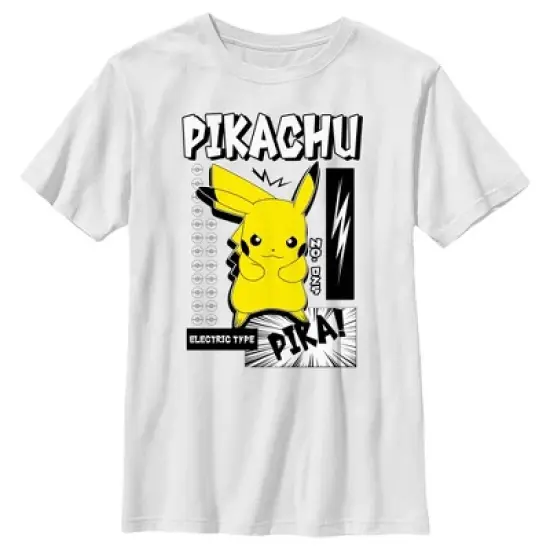 Boy's Pokemon Black and White Electric Type Pikachu T-Shirt image {3}