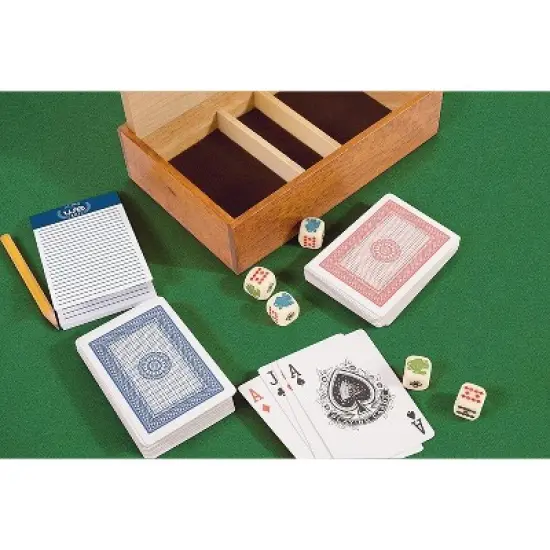 WE Games Aces & Spades Wood Card & Poker Dice Box image {1}