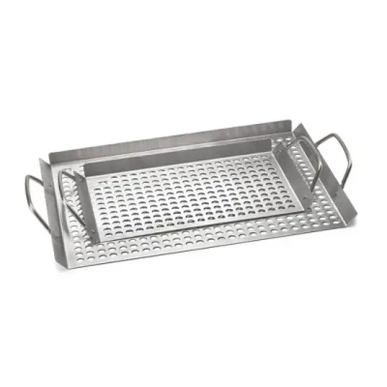 2pc Stainless Steel Grill Grid Set - Outset: Forged for Outdoor & Indoor Use, Dishwasher-Safe Cookware image {2}