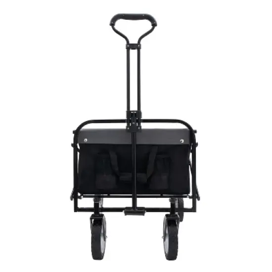 UBSSO Collapsible Utility Wagon Cart with All-Terrain Wheels & Strapping System, 360lbs Capacity, Black image {4}