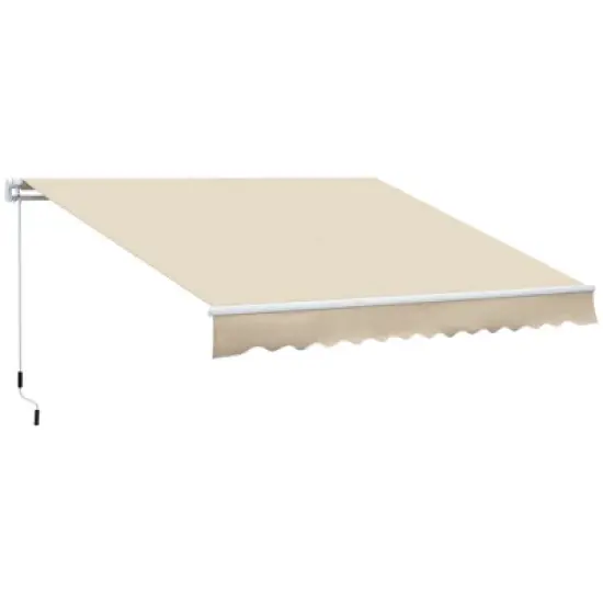 Outsunny 12' x 8' Patio Awning Canopy Retractable Sun Shade Shelter with Manual Crank Handle for Patio, Deck, Yard, Cream White image {8}