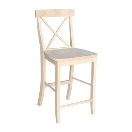 X Back Counter Height Barstool Unfinished - International Concepts image {2}