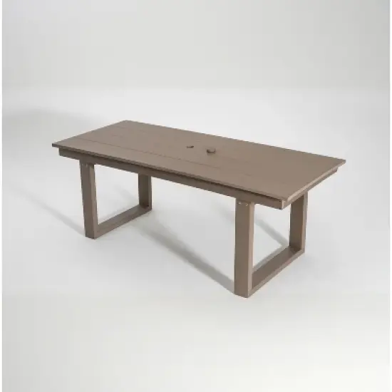 FIONECA 5-Piece HDPE Outdoor Dining Set with Umbrella Hole &uml;C Weather-Resistant Patio Table & 4 Armrest Chairs, Wood Finish image {13}