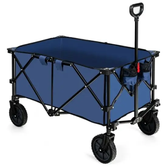 Costway Folding Collapsible Wagon Utility Camping Cart W/Wheels & Adjustable Handle Red\Grey\Navy image {11}
