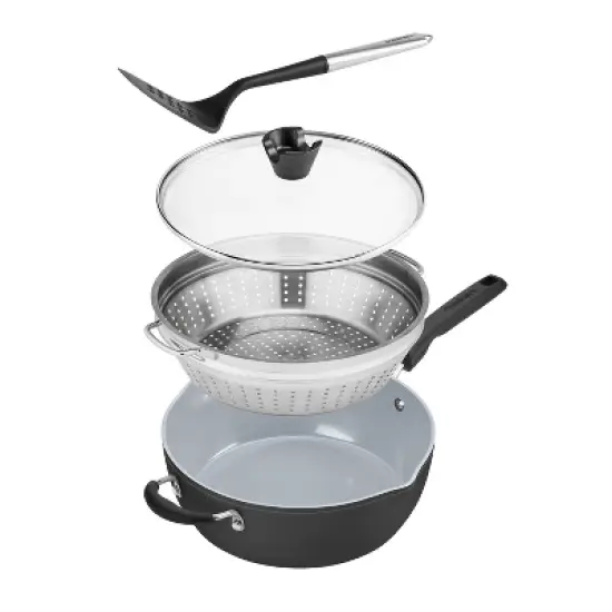 Cuisinart Preferred Pan 4pc Cookware Set Matte Black: Nonstick Ceramic, Dishwasher-Safe, Induction Compatible, Lifetime Warranty image {1}