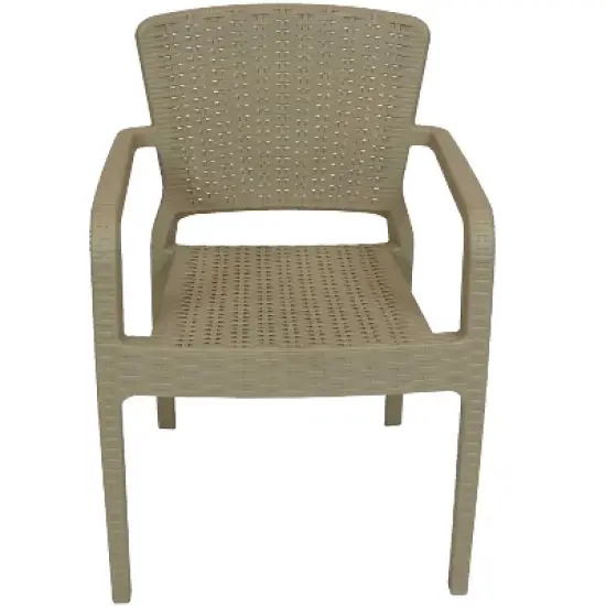 Sunnydaze Faux Wicker Rattan Design Plastic All-Weather Commercial-Grade Segonia Indoor/Outdoor Patio Dining Arm Chair image {6}