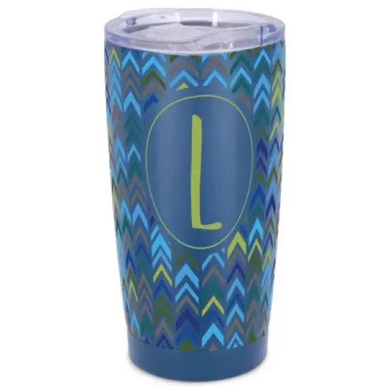 Elanze Designs L Monogram Herringbone Arrows Wrap-Around Design 20 Ounce Stainless Steel On-The-Go Coffee Mug, Thermal Travel Tumbler with Leak image {5}