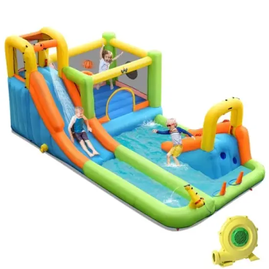 Costway Inflatable Water Slide Park Bounce House Climbing Wall image {11}