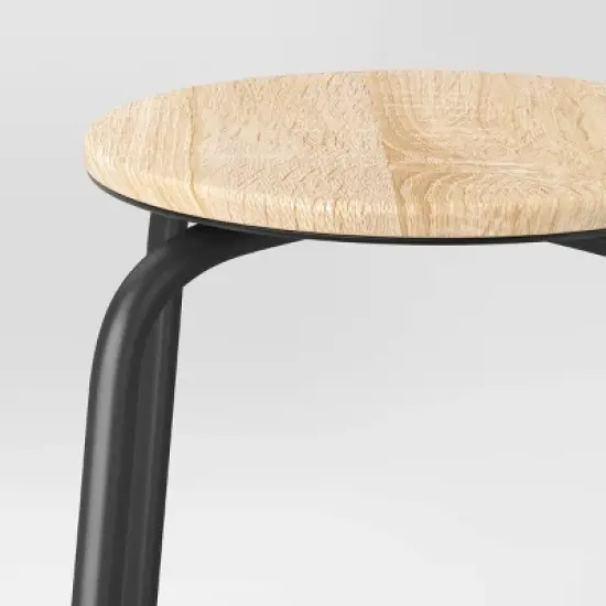 Set of 2 24" Wood with and  Metal Base Backless Counter Height Barstool Stool Natural - Room Essentials&trade; image {4}