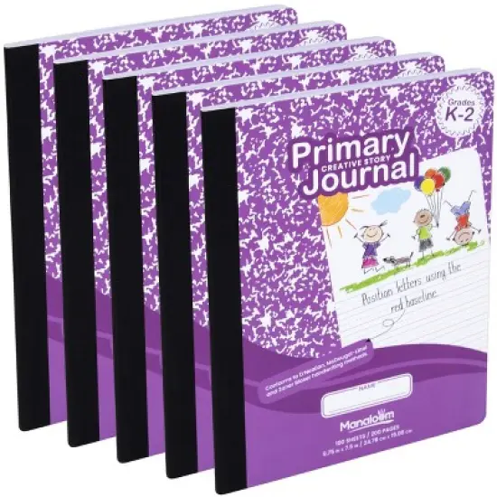 Manaloom Primary Journal Notebook Grades K-2 &ndash; 5 Pack &ndash; 100 Sheets, 9.75" x 7.5" &ndash; Primary Ruled with Drawing Space image {9}