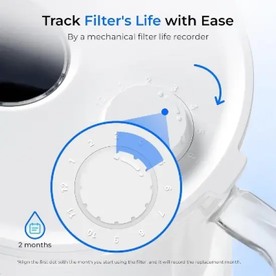 Waterdrop Glass Water Filter Pitcher with 1 Filter, White image {5}