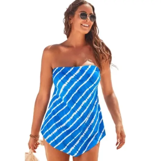 Swimsuits for All Women&rsquo;s Plus Size Longer Length Scarf Bandeau Tankini Top image {5}