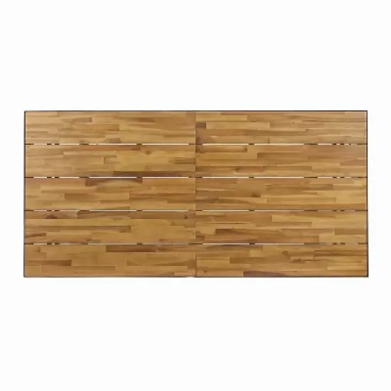 Christopher Knight Home Hartland Outdoor Acacia Wood and Wicker 7 Piece Dining Set with Cushion, Teak/Multibrown image {4}