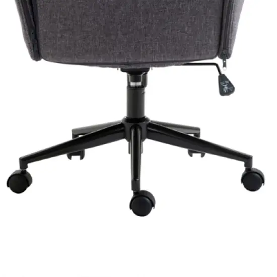 Vinsetto Modern Mid-Back Tufted Linen Home Office Desk Chair with Arms, Swivel Adjustable Task Chair, Upholstery Accent Chair with Soft Seat, Gray image {5}