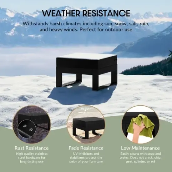 WestinTrends Montara Outdoor HDPE Patio Ottoman with Waterproof Olefin Cushions image {5}